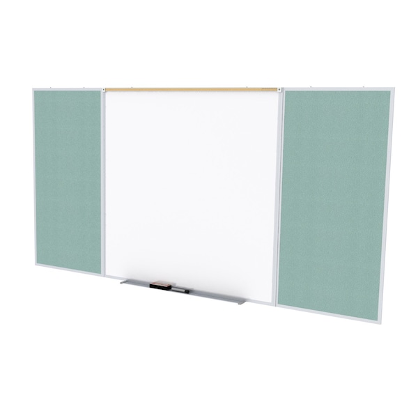 Combo Whiteboard/Bulletin, Mag Por/Vnyl, Styl D, 4 ft H x 10 ft W, Stone